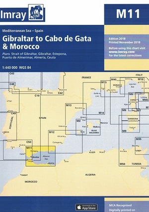 Gibraltar to Cabo de Gata & Morocco. Carta Náutica Imray M11