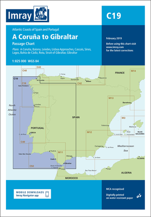 Cabo Finisterre to Gibraltar. Carta Náutica Imray C19
