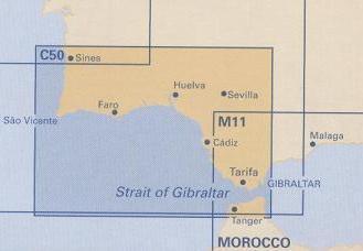 Sines to Gibraltar. Carta Náutica Imray C50